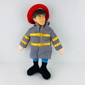 Three Stooges Moe Howard Character Plush Figure FiremanTv Series Plastic Face